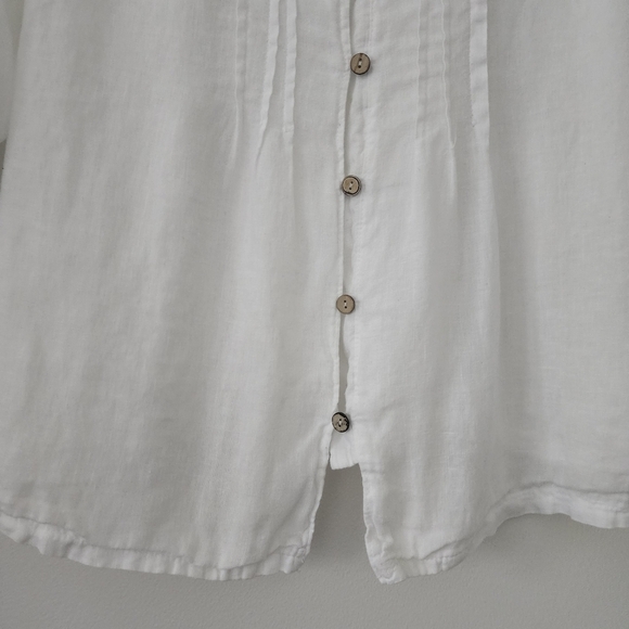Lungo L'Arno White Linen Button-Down Blouse Size Small - Picture 4 of 12
